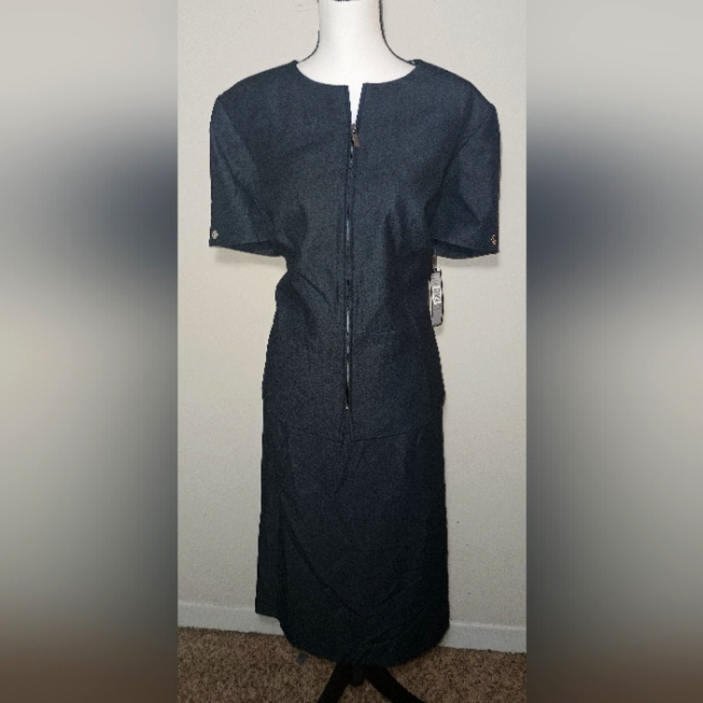 NWT 2 PC Tahari Stretch Denim Skirt Suit (16/16W)